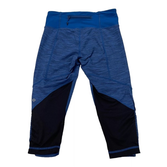 Lululemon Run: For Your Life Crop Wee Are From Space Limitless Blue Black size 6 - Picture 5 of 14